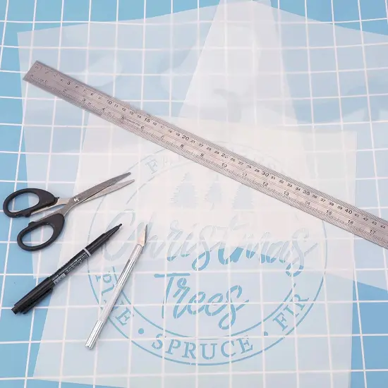 24 Pieces 4 Mil Clear Mylar Stencil Sheets, 12" x 12" Blank Reusable Plastic Template Sheets for Cricut, Laser Cutting, Gyro-Cut Tool Template Material {5}