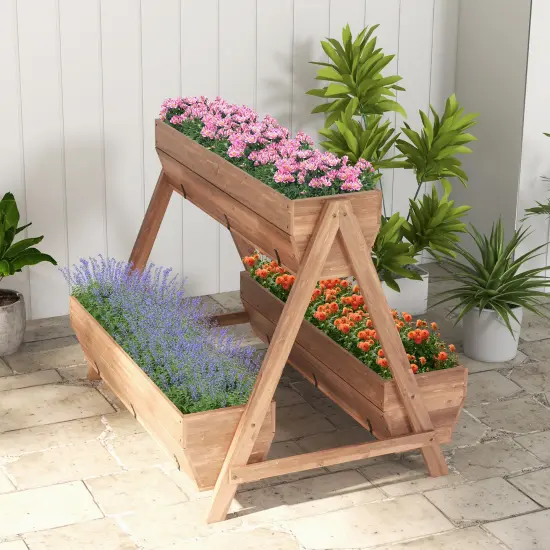Vertical Raised Garden Bed With 3 Wooden Planter Boxes-L {2}