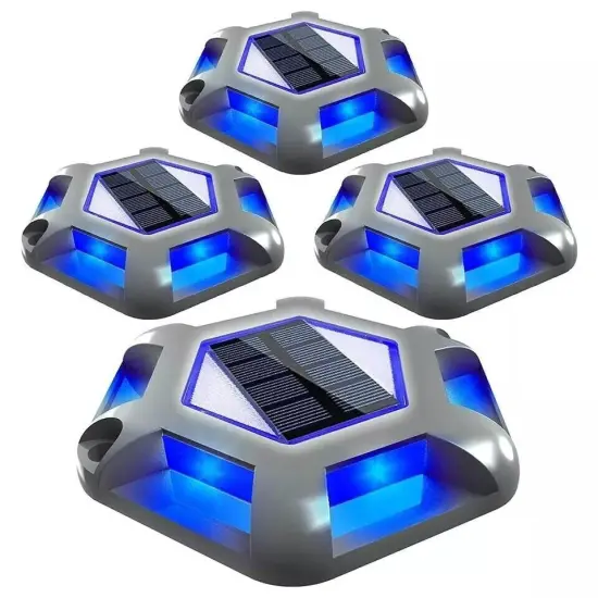 4Pack Solar Deck Lights Blue Driveway Dock Lights Blue Light for Step Sidewalk {1}