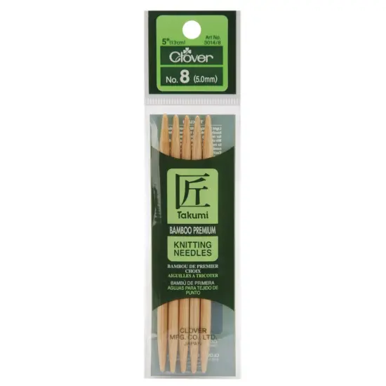 Takumi Bamboo Double Point Knitting Needles 5" 5/Pkg-Size 8/5mm {1}