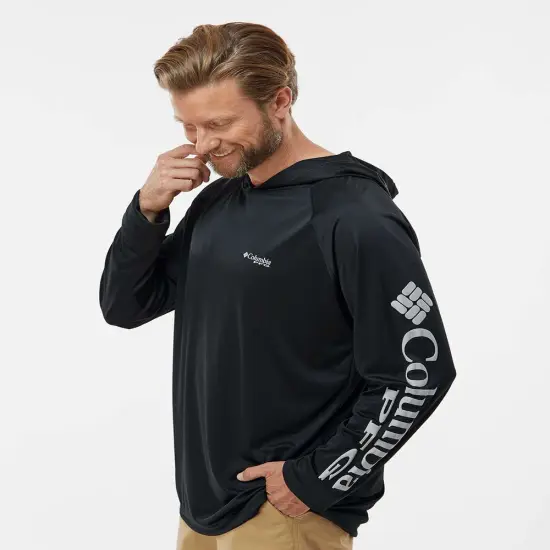 Columbia&reg; PFG Terminal Tackle Hooded Long Sleeve T-Shirt White/ nightshade {5}