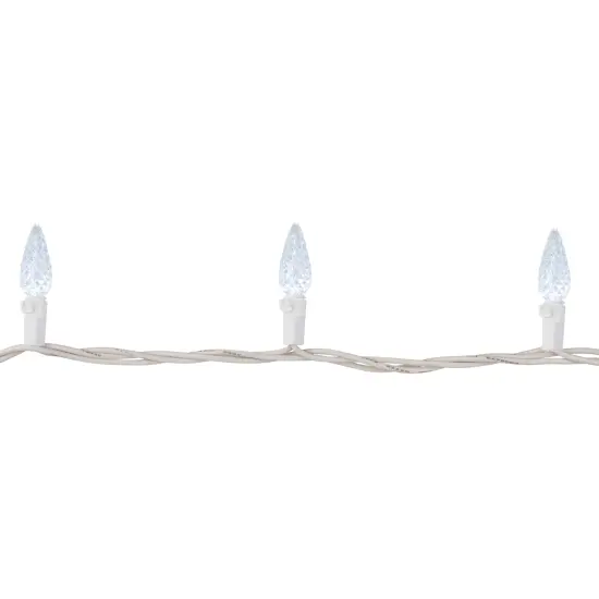 Northlight LED Faceted C6 Christmas Lights - Pure White - 23' White Wire - 70ct {6}