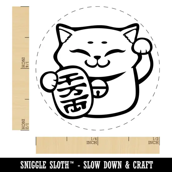 Maneki Neko Lucky Cat Self-Inking Rubber Stamp Ink Stamper for Stamping Crafting Planners Fuchsia {1}