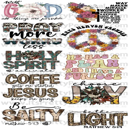 DESIGN #7- Faith DTF Gang Sheet 22"x48" (Fabric Transfers) {1}
