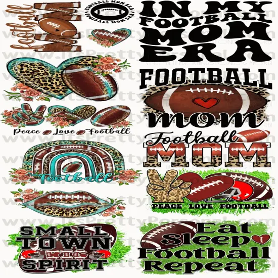DESIGN #4- Football Mom DTF Gang Sheet 22"x48" (Fabric Transfers) {1}