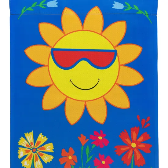 Northlight Smiling Sun Floral Outdoor Garden Flag 18" x 12.5" Blue {5}