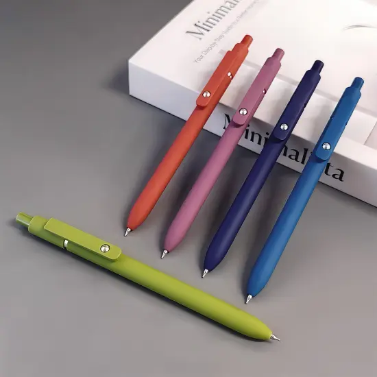 Wrapables Smooth Retractable Black Ink Gel Pens, 0.5mm Fine Point, for Home Office Work (Set of 5), Oceani {4}