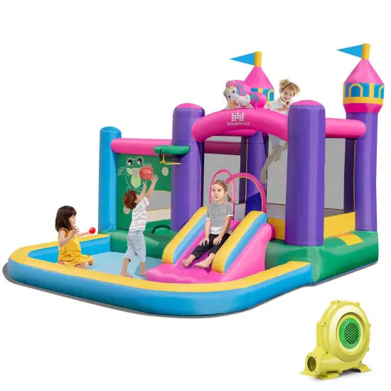 Costway 6-in-1 Kids Inflatable Bounce House with Slide Jumping Area Ball Pit Pools Castle {8}
