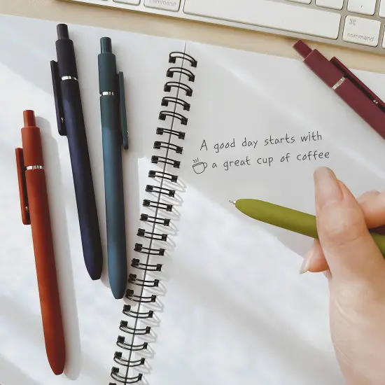 Wrapables Smooth Retractable Black Ink Gel Pens, 0.5mm Fine Point, for Home Office Work (Set of 5), Oceani {5}