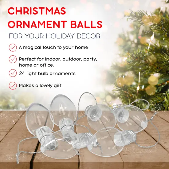 RN'D Toys Clear Fillable Ornaments - Shatterproof Transparent Plastic Craft Ornament Bulb Decorations for DIY Christmas Light Bulb Ornament Set - Pack of 24 {2}