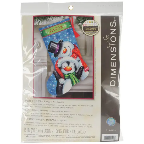 Dimensions Stocking Needlepoint Kit 16" Long-Polar Pals Stitched In Thread {1}