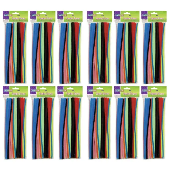 Jumbo Stems, Assorted, 12" x 6 mm, 100 Pieces Per Pack, 12 Packs {1}