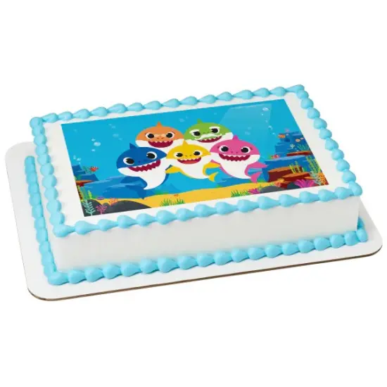 Baby Shark Jawsome! Edible Cake Image Topper {1}