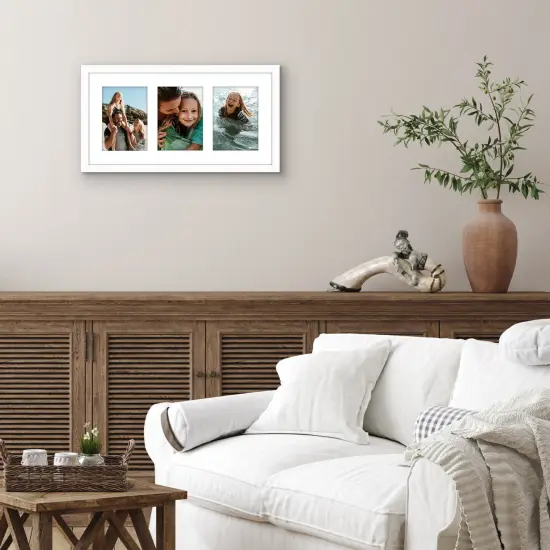 Americanflat 10x20 Collage Picture Frame - Displays (3) 5x7 Photos with Mat or (1) 10x20 Photo without Mat - Wall Gallery Decor - Plexiglass Cover - Hanging Hardware - Black {6}