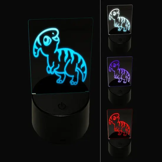Chibi Parasaurolophus Dinosaur 3D Illusion LED Night Light Sign Nightstand Desk Lamp {1}