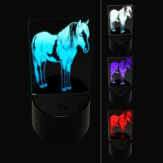 Chincoteague Island Pony 3D Illusion LED Night Light Sign Nightstand Desk Lamp {1}