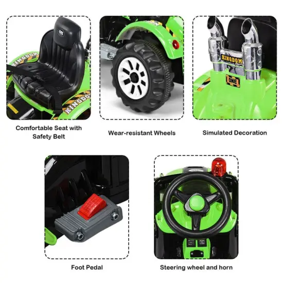 Iron Excavator with Adjustable Arm, Safety Belt, Battery Power and Educational Fun for Kids Green {6}