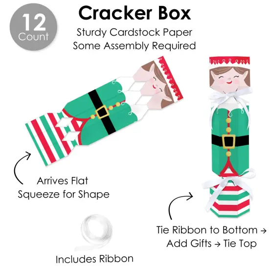 Big Dot of Happiness Elf Squad - No Snap Kids Elf Christmas and Birthday Party Table Favors - DIY Cracker Boxes - Set of 12 {7}