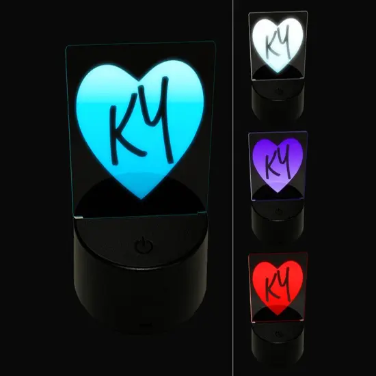 KY Kentucky State in Heart 3D Illusion LED Night Light Sign Nightstand Desk Lamp {1}