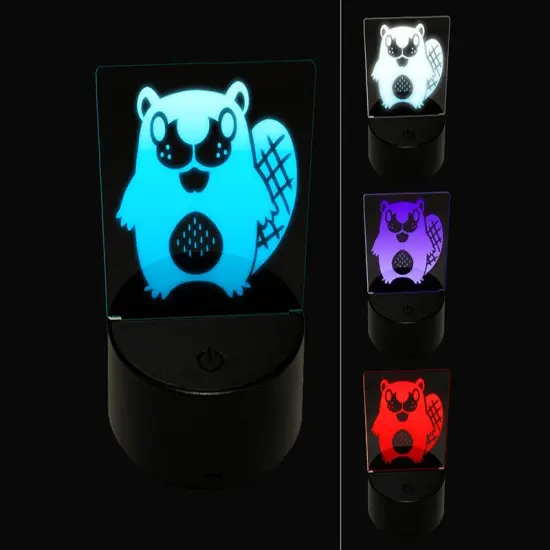 Kawaii Cute Beaver Buddy 3D Illusion LED Night Light Sign Nightstand Desk Lamp {1}