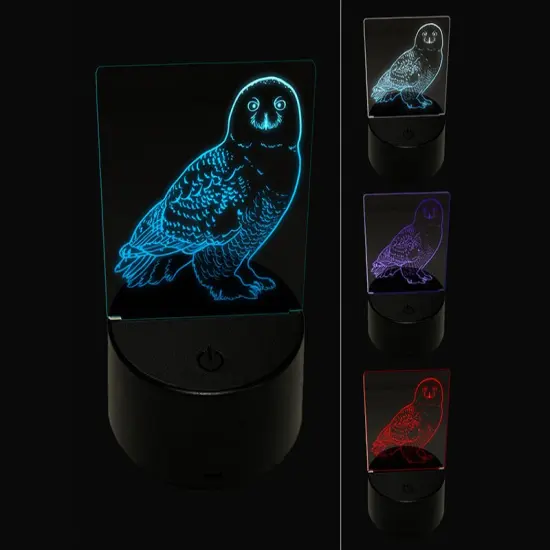Beautiful Snowy Owl 3D Illusion LED Night Light Sign Nightstand Desk Lamp {1}