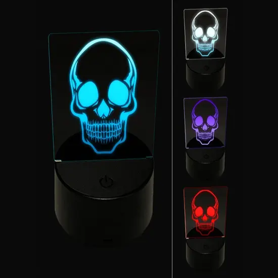 Spooky Human Skull Bone 3D Illusion LED Night Light Sign Nightstand Desk Lamp {1}