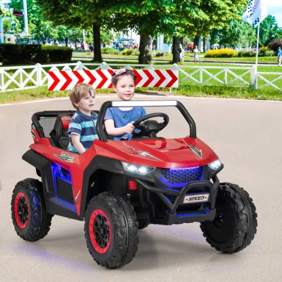2-Seater Electric UTV Ride On Car with Safety Belt, Remote Control and Media Center Red {5}