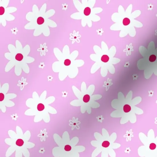 Various Fabrics by the Yard or Fat Quarter Bright Pink Daisy Small Scale Floral Y2K Retro Bubblegum Whimsical Wildflowers Custom Printed Fabric by Spoonflower {7}