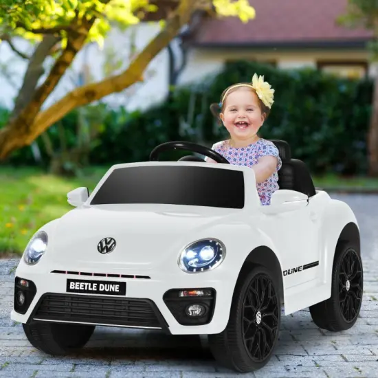 Kids Electric Ride On Car with Remote Control and Led Headlight Ideal Gift for Birthdays or Any Special Festival White {5}