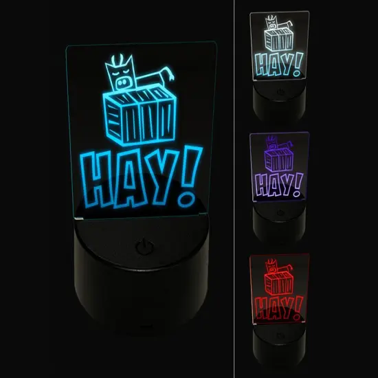 Hay Hello Cow Bale Fun 3D Illusion LED Night Light Sign Nightstand Desk Lamp {1}