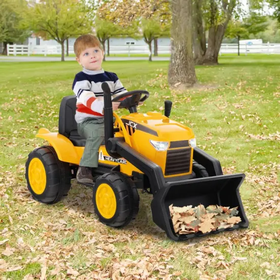 12V Kid's Ride on Excavator with Adjustable Digging Bucket-Yellow {4}