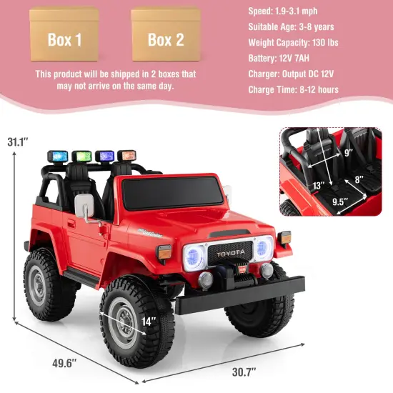 12V 2-Seat Kids Ride On Car with 2.4G Remote Control and USB Port Red {4}