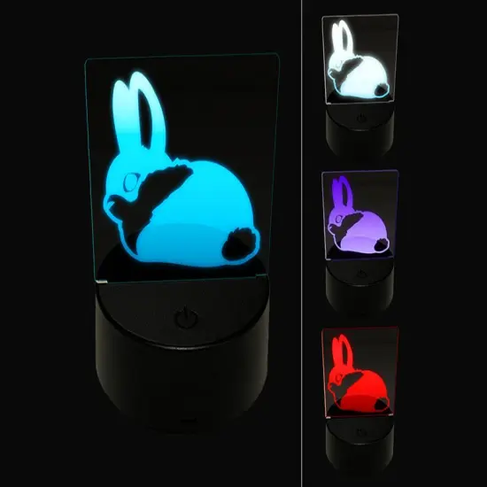 Sitting Bunny Rabbit Loaf 3D Illusion LED Night Light Sign Nightstand Desk Lamp {1}