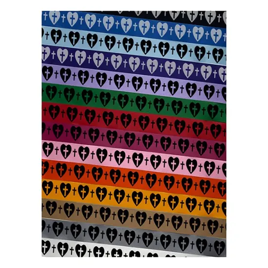 Cross in Heart Christian Satin Ribbon for Bows Gift Wrapping - 1" - 3 Yards Hot Pink Ribbon {1}