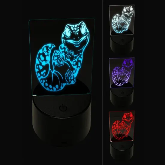 Cute Baby Leopard Gecko Lizard with Spots 3D Illusion LED Night Light Sign Nightstand Desk Lamp {1}