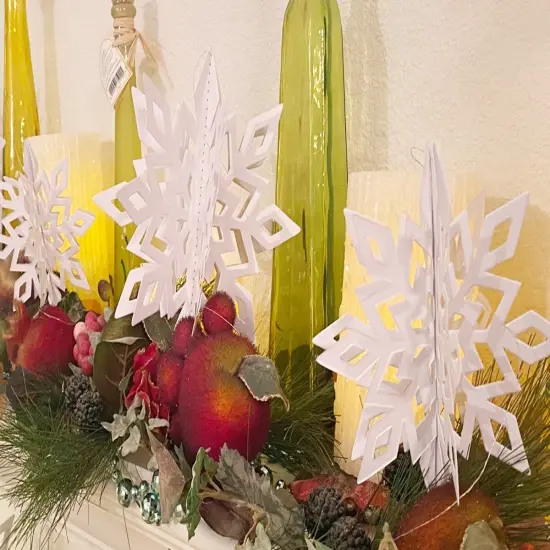 Wrapables 3D Hanging Snowflake Decorations for Christmas, Winter, New Year Parties (Set of 12) White {4}