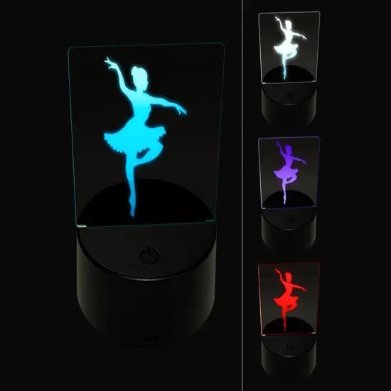 Ballerina Dancer in Tutu On Pointe 3D Illusion LED Night Light Sign Nightstand Desk Lamp {1}