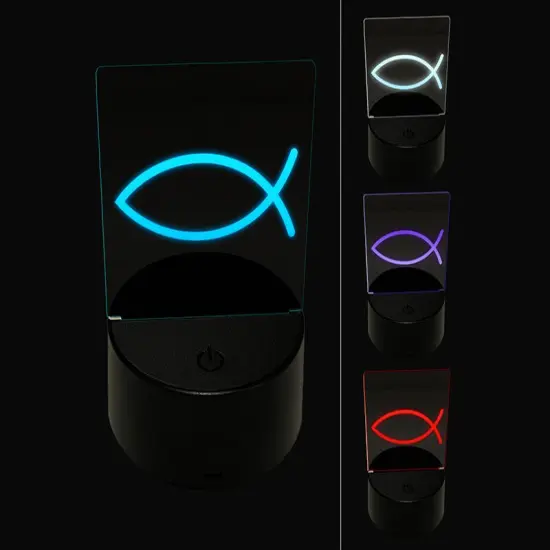 Ichthys Fish Christian 3D Illusion LED Night Light Sign Nightstand Desk Lamp {1}