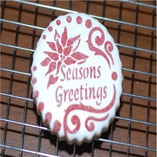Seasons Greetings Round Cookie Stencil Set | C463 by Designer Stencils | Cookie Stencils for Royal Icing, Airbrush, Dusting Powder | {3}