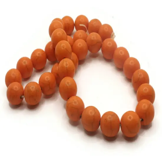 32 12mm Round Dyed Orange Synthetic Turquoise Stone Beads {2}
