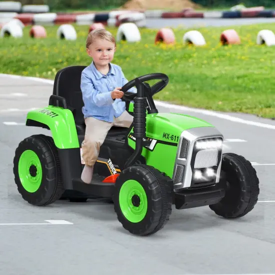 Iron Ride-On Tractor with Trailer, Music and Safety for Kids Green {3}