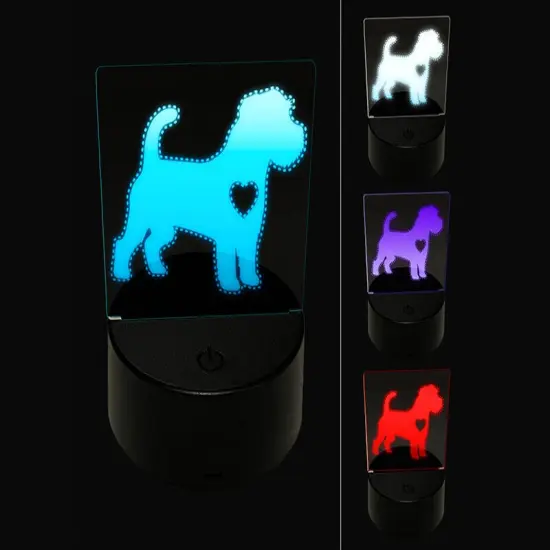Rough Coated Jack Russell Terrier Parson Dog with Heart 3D Illusion LED Night Light Sign Nightstand Desk Lamp {1}