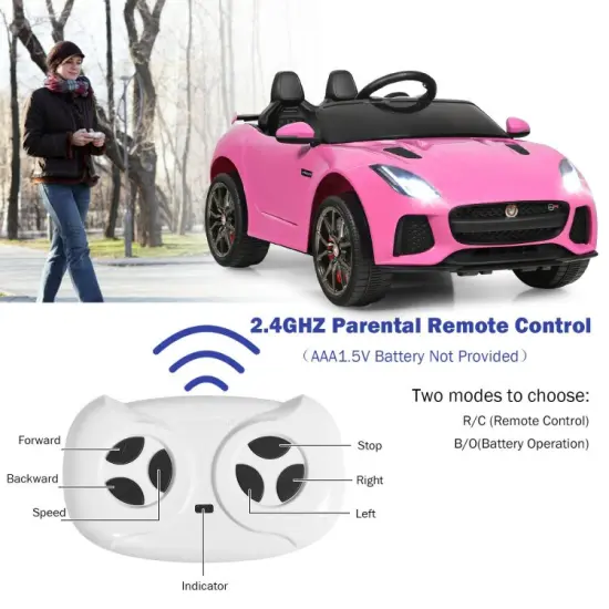 Iron Ride-On Jaguar F-Type SVR Car with Remote and MP3 Music Pink {6}