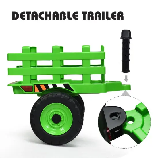 Iron Ride-On Tractor with Trailer, Music and Safety for Kids Green {6}