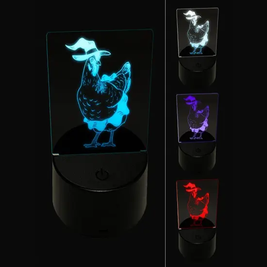 Witch Hen Halloween Holiday Chicken 3D Illusion LED Night Light Sign Nightstand Desk Lamp {1}