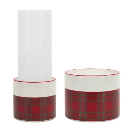 Ceramic Plaid Candle Holder (Set of 2) {1}