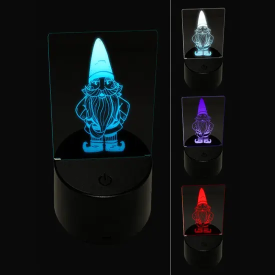 Garden Gnome 3D Illusion LED Night Light Sign Nightstand Desk Lamp {1}