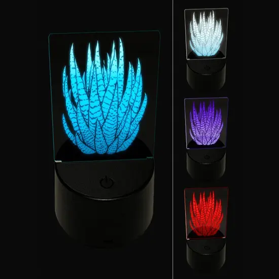 Zebra Haworthia Succulent Plant 3D Illusion LED Night Light Sign Nightstand Desk Lamp {1}