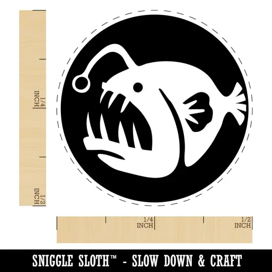 Toothy Angler Fish Self-Inking Rubber Stamp for Stamping Crafting Planners Purple {1}