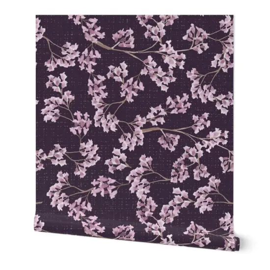 Peel & Stick Wallpaper 2FT Wide Moody Floral Botanical Nature Flowers Trees Plants Purple Jacaranda Poisonous Custom Removable Wallpaper by Spoonflower {7}